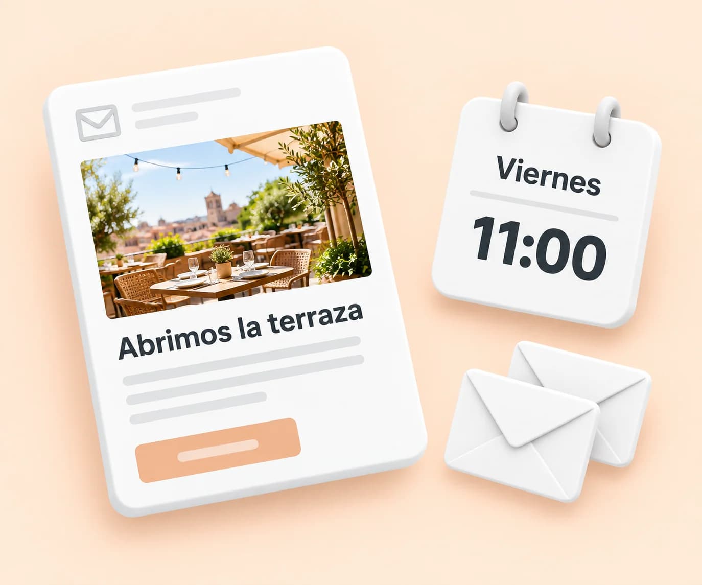 Ilustración de una campaña de email preparada para un grupo de clientes y un momento de envío.