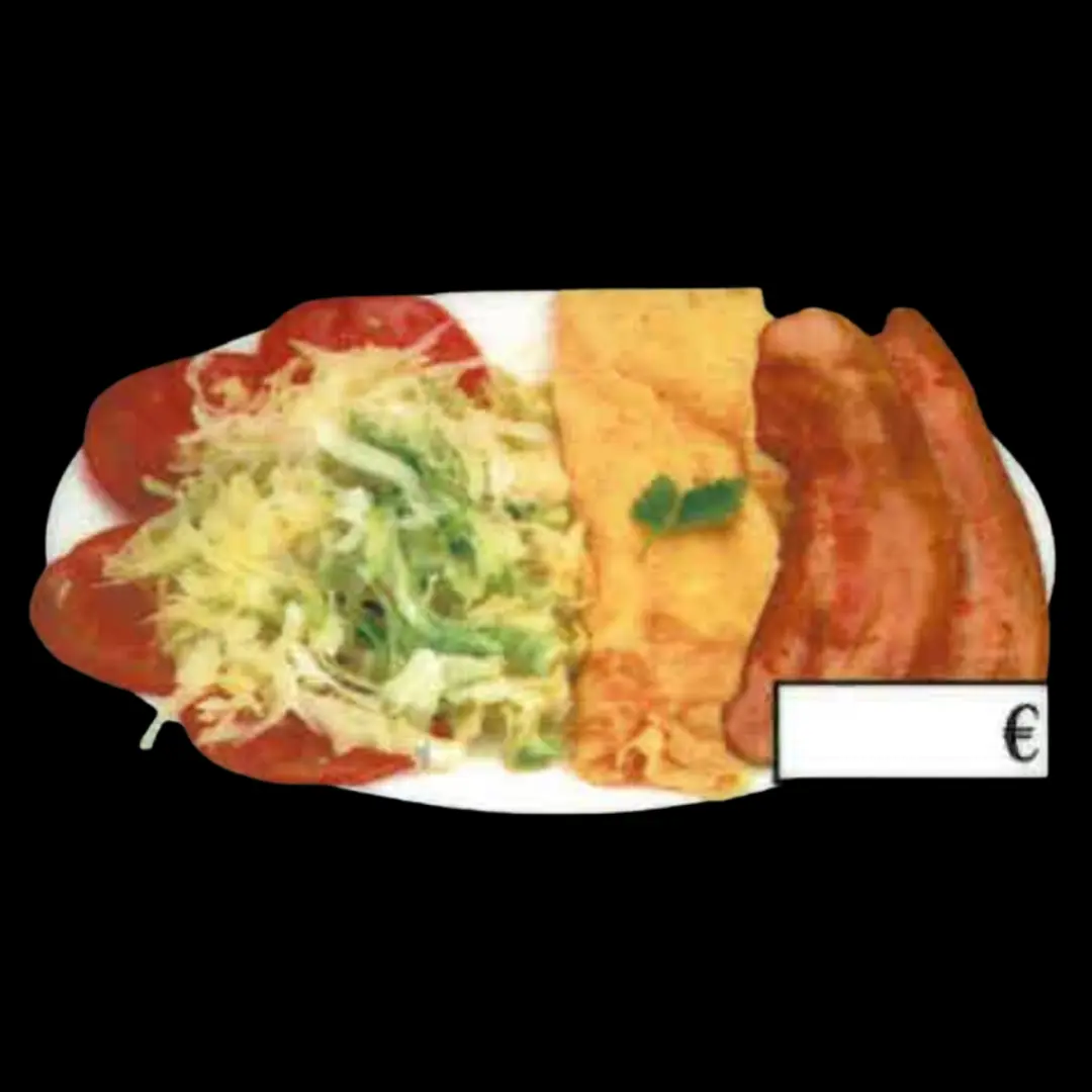 Tortilla francesa-bacon-ensalada