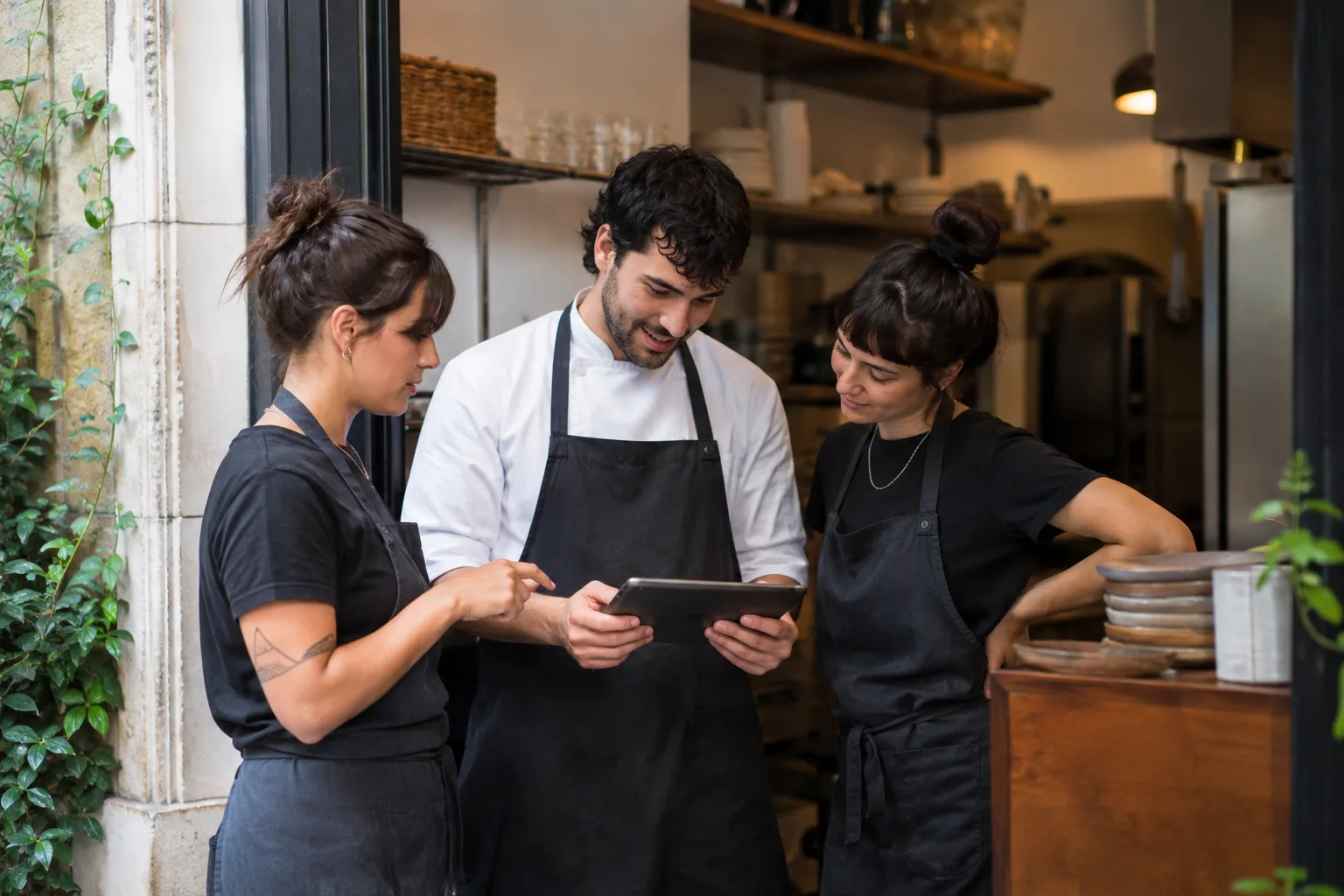 Equipo de cocina de un restaurante durante el servicio