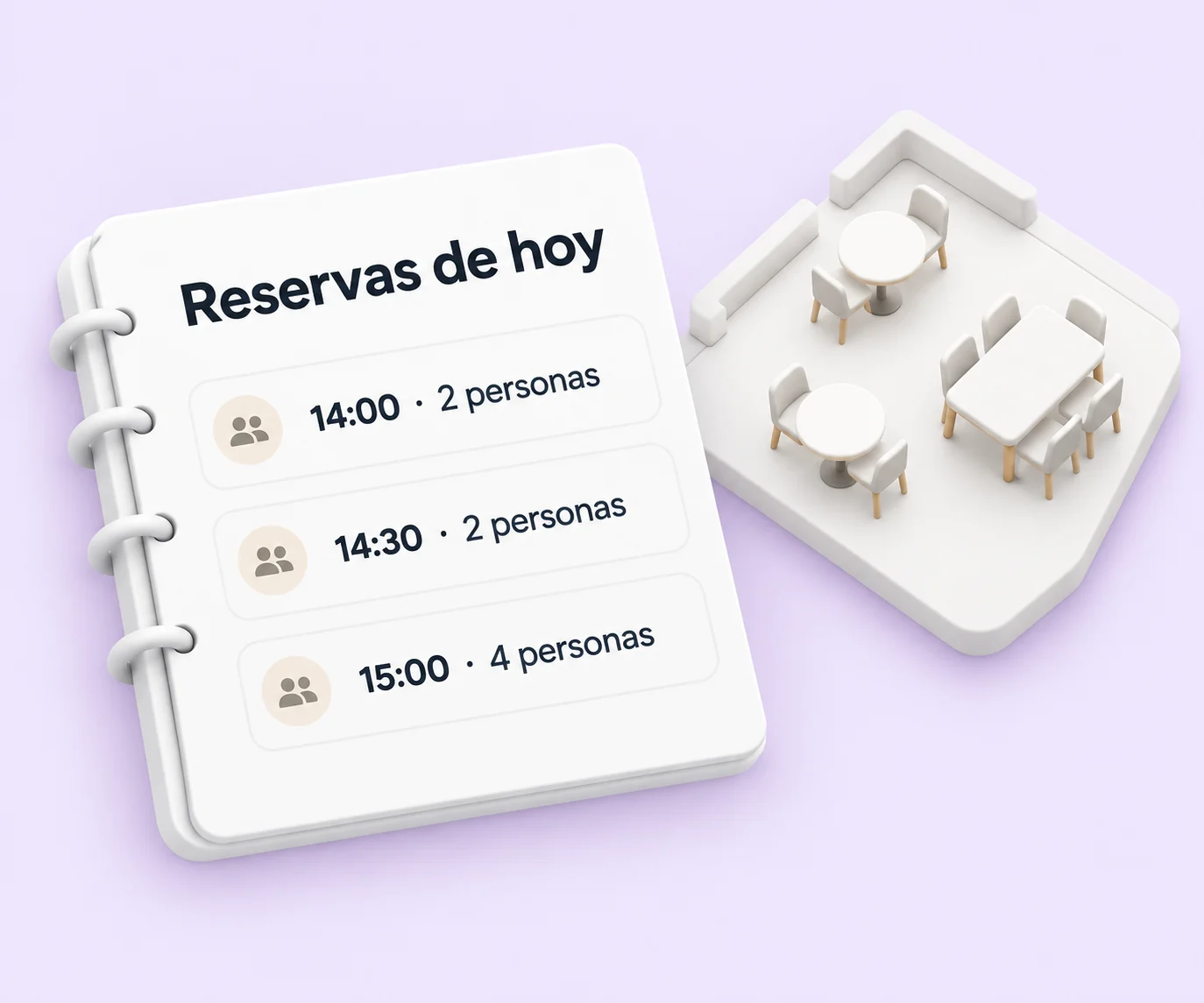 Il·lustració d’un llibre de reserves i la distribució de taules d’un restaurant.