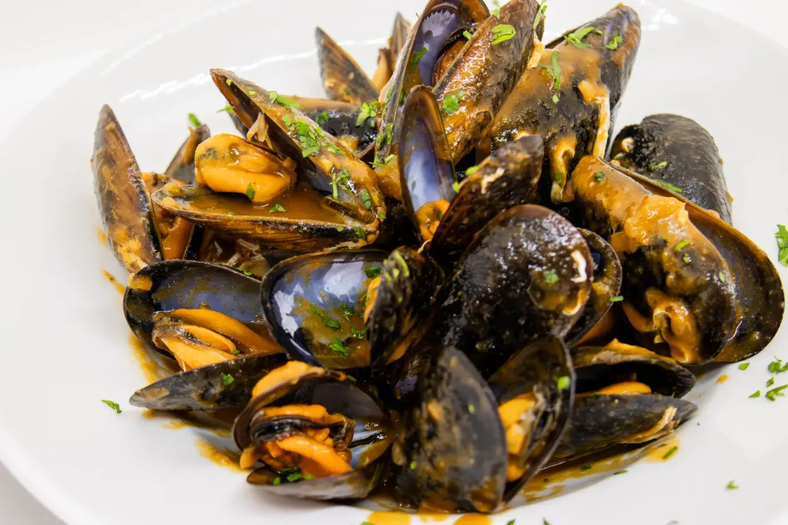 Mejillones a la marinera en Agumas, cocina mediterránea en Albanyà, Girona. Disfruta de este plato en el entorno natural de la Alta Garrotxa.