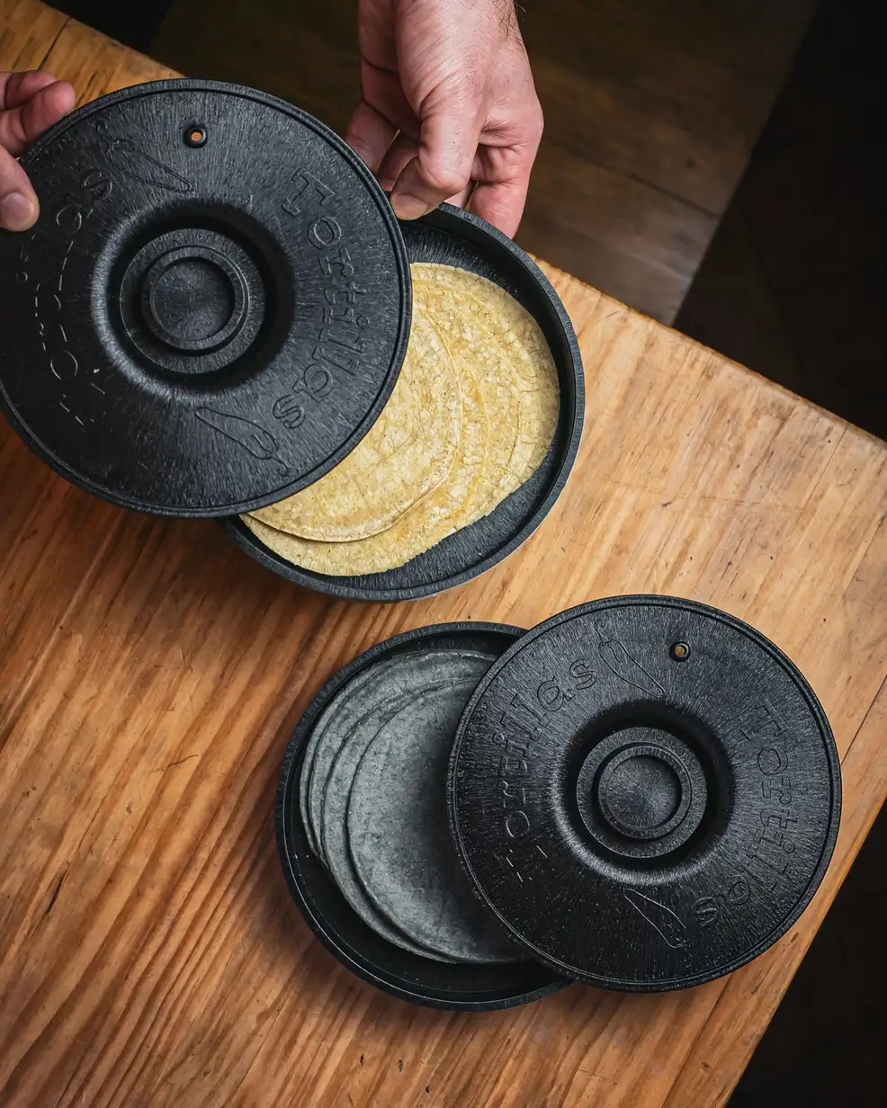 Tortillas artesanales servidas en Amélie Restaurant, destacando la cocina mediterránea en Plaça de la Vila de Gràcia, Barcelona.